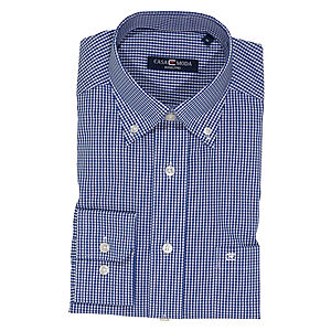 CasaModa | Bgelfreies Hemd | Button-Down-Kragen | Baumwolle | Marine Vichy-Karo