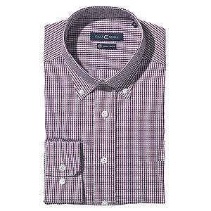 CasaModa | Bgelfreies Hemd | Button-Down-Kragen | Baumwolle | Pflaume Vichy-Karo