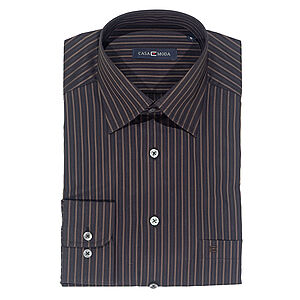 CasaModa | Bgelfreies Semi-Dress Hemd | Baumwolle | Kent-Kragen | Schwarz / Mokka