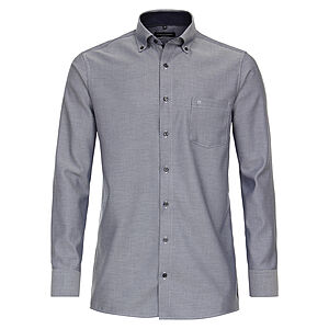 CasaModa | Cityhemd | Bgelfreie Baumwolle | Button-Down-Kragen | Blau Struktur