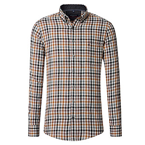 CasaModa | Flanell-Hemd | Button-Down-Kragen | Baumwolle | Sand Karo