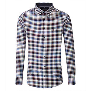 CasaModa | Freizeit Hemd | Oxford Baumwolle | Button down Kragen | Blau Karo
