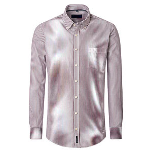 CasaModa | Freizeithemd | Baumwoll-Oxford | Button down Kragen | Burgund Streifen