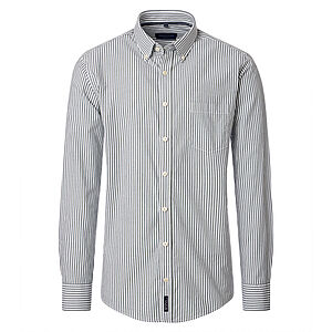 CasaModa | Freizeithemd | Baumwoll-Oxford | Button down Kragen | Oliv Streifen