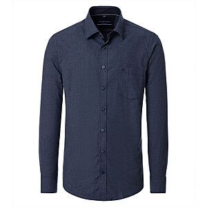 CasaModa | Freizeithemd | Baumwoll-Twill | Kent-Kragen | Blau Melange