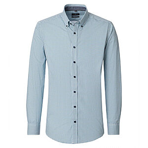 CasaModa | Freizeithemd | Baumwolle Popeline | Button-down-Kragen | Hellblau Minimal Druck