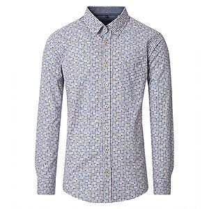 CasaModa | Freizeithemd | Baumwolle Popeline | Button-down-Kragen | Blau Allover Druck