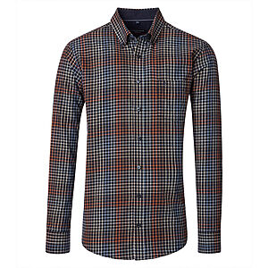 CasaModa | Freizeithemd | Baumwolle Twill | Button down Kragen | Terra Karo