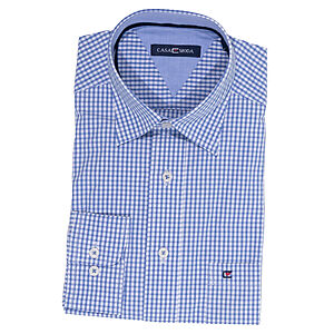 CasaModa | Freizeithemd | Kent-Kragen | Baumwoll-Popeline | Hellblau Karo