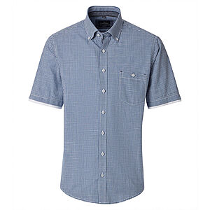 CasaModa | Freizeithemd Kurzarm | Baumwolle | Button-down-Kragen | Blau Vichy-Karo