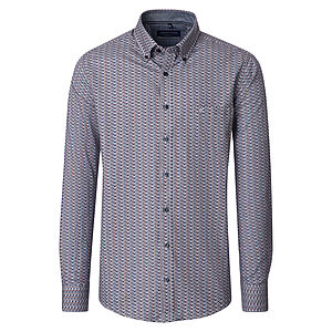 CasaModa | Freizeithemd | Popeline Minimal-Druck | Button down Kragen | Burgund