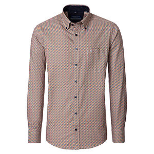 CasaModa | Freizeithemd | Popeline Minimal-Druck | Button down Kragen | Terra