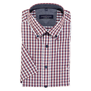 CasaModa | Halbarmhemd | Button-down-Kragen | Baumwolle | Vichy Karo Burgund