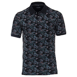 CasaModa | Piqu-Polo mit floralem Print | Elastische Baumwolle | Marine