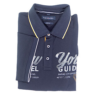CasaModa | Polo-Hemd mit Applikationen | Halbarm im Club-Stil | Baumwolle | Blau