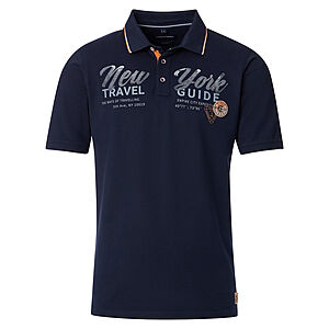 CasaModa | Polo-Hemd mit Applikationen | Halbarm im Club-Stil | Baumwolle | Blau
