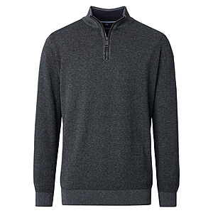 CasaModa | Pullover mit Troyer-Kragen | Baumwolle Strukturstrick | Anthrazit