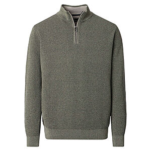 CasaModa | Pullover mit Troyer-Kragen | Baumwolle Strukturstrick | Gr�n