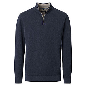 CasaModa | Pullover mit Troyer-Kragen | Baumwolle Strukturstrick | Marine