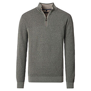CasaModa | Pullover mit Troyer-Kragen | Baumwolle Strukturstrick | Schilf