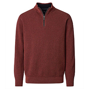 CasaModa | Pullover mit Troyer-Kragen | Baumwolle Strukturstrick | Terra