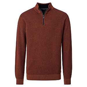 CasaModa | Pullover mit Troyer-Kragen | Baumwolle Strukturstrick | Terracotta
