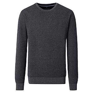CasaModa | Rundhals-Pullover | Baumwolle Strukturstrick | Anthrazit