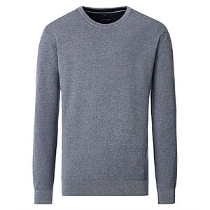 CasaModa | Rundhals-Pullover | Baumwolle Strukturstrick | Blaugrau