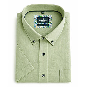 CasaModa | Sommerhemd Leinen-Mischung | Halbarm | Button-down-Kragen | Gr�n