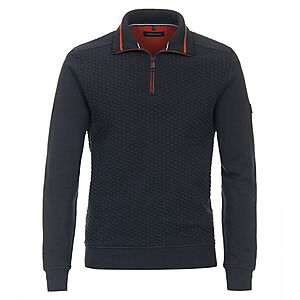 CasaModa | Struktur Sweat-Shirt | Troyerkragen | Marine