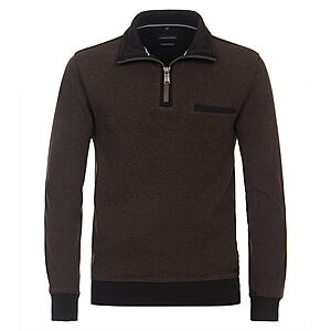 CasaModa | Sweat Shirt | Troyer Kragen | Baumwolle | Braun