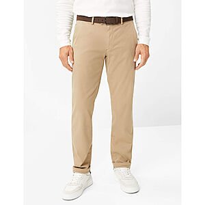 Eurex | Flat-Front-Hose mit Bestformer Bund | Wrmende Baumwollhose | Kurze Leibhhe | Beige