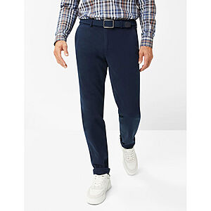 Eurex | Flat-Front-Hose mit Bestformer Bund | Wrmende Baumwollhose | Kurze Leibhhe | Marine