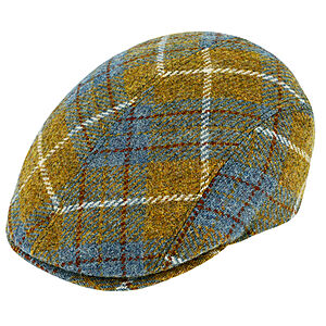 Fiebig | Patchwork Schieber-Mtze | Harris Tweed | Curry