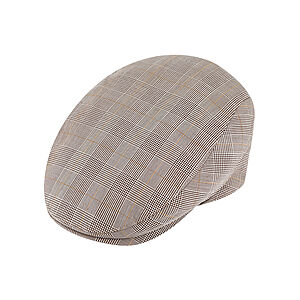 Fiebig | Sommerliche Flatcap | Elastische Baumwolle | Beige Karo