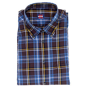 Freizeit-Hemd | Baumwolle | Button-Down-Kragen | Blau Karo
