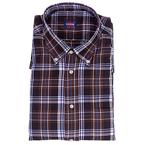 Freizeit-Hemd | Baumwolle | Button-Down-Kragen | Braun Karo