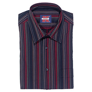 Freizeithemd | Kent-Kragen | Baumwoll-Popeline | Bordeaux Streifen