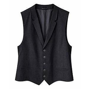 Gebr�der Weis | Leichte Weste mit Revers-Kragen | Leinen-Optik | Schwarz