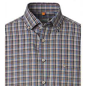 Redmond | Freizeithemd | Button-Down-Kragen | Baumwolle Twill | Braun Karo