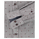 Casa Moda | Langarmhemd mit Streifen und Druck | Baumwolle, easy care | Kent-Kragen | grau rot gestreift