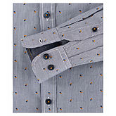 Casa Moda | Langarmhemd mit Streifen und Druck | Baumwolle, easy care | Kent-Kragen | blau gelb gestreift