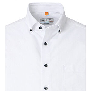 Redmond | Kurzarmhemd | Baumwolle | Button Down Kragen | Weiss