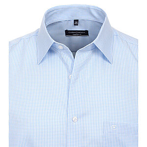 CasaModa | Halbarm Cityhemd | Kent-Kragen | bgelfreie Baumwolle | Blau Mini Karo