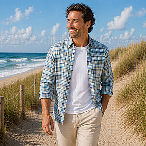 Redmond | Freizeithemd | Langarm | Baumwolle | Button-Down-Kragen | Karo Blau