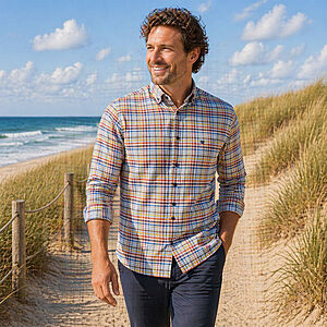 Redmond | Freizeithemd | Langarm | Baumwolle | Button-Down-Kragen | Karo Terra