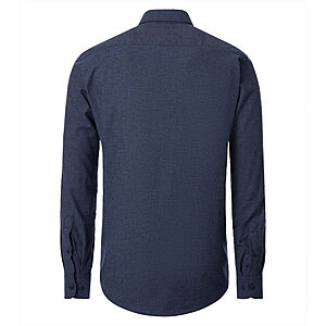 CasaModa | Freizeithemd | Baumwoll-Twill | Kent-Kragen | Blau Melange