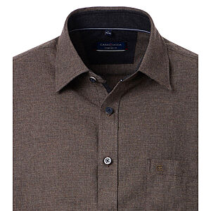 CasaModa | Freizeithemd | Baumwoll-Twill | Kent-Kragen | Braun Melange