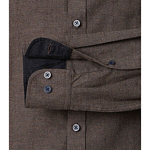 CasaModa | Freizeithemd | Baumwoll-Twill | Kent-Kragen | Braun Melange