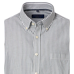 CasaModa | Freizeithemd | Baumwoll-Oxford | Button down Kragen | Oliv Streifen